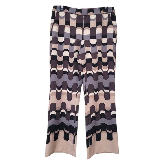 Maliparmi Italian Cropped/Flared Neo Modern Printed Pants in Neutral Tones, US 8 - Picture 3 of 12